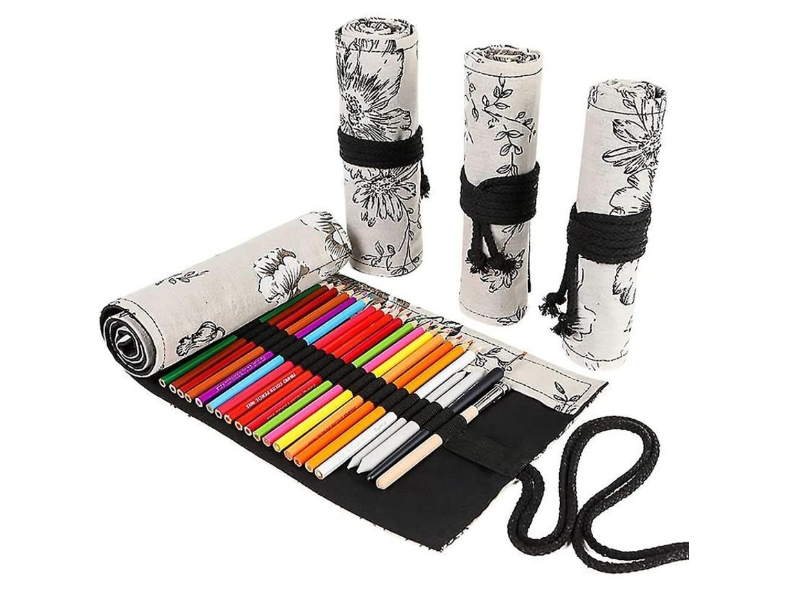 2026 funda Enrollable para Lápices de Colores Con 36/48/72 Compartimentos de Tela Resistente Y Diseño Acuarela