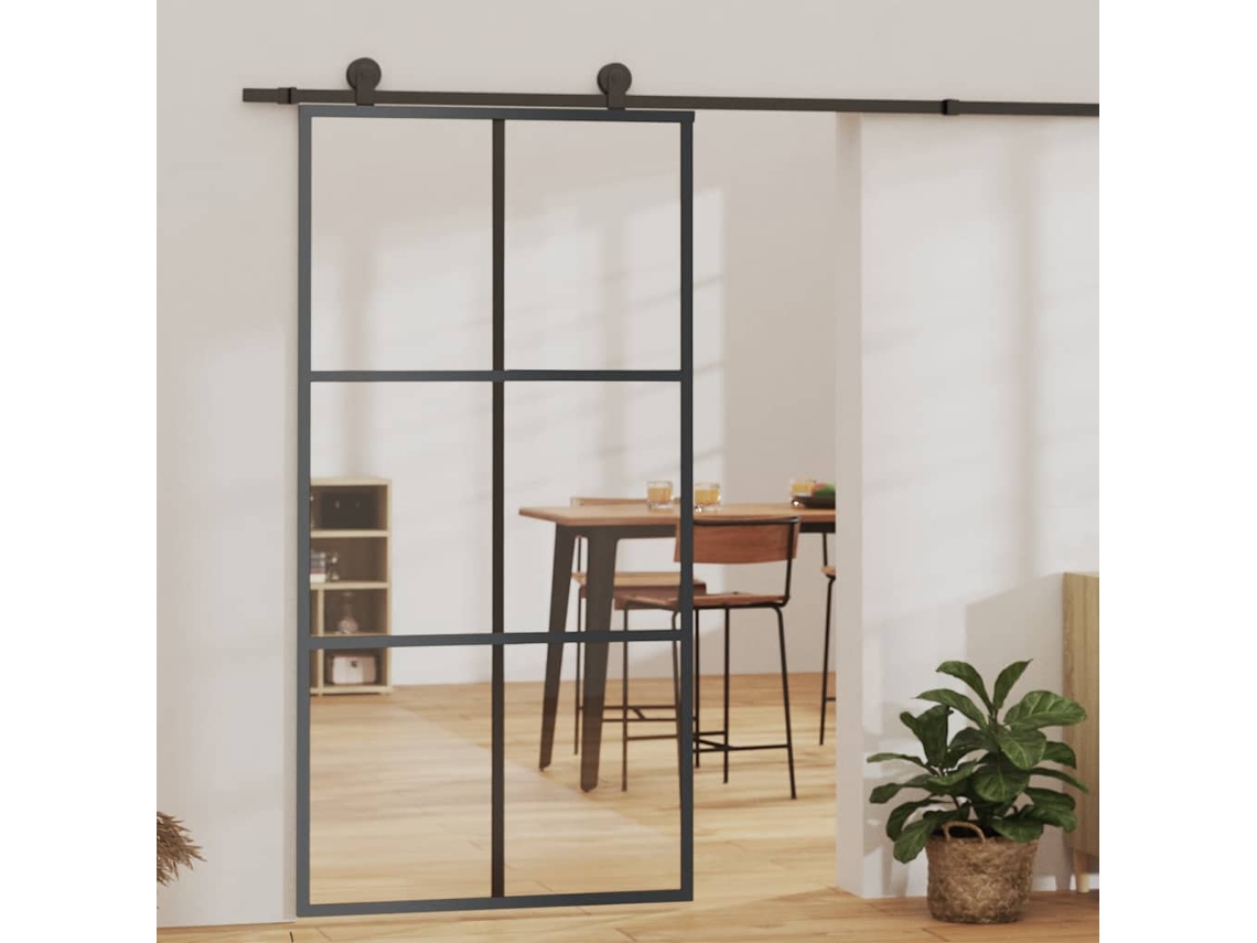 Vidaxl Porta Deslizante C/ Conj Ferragens 102x205cm Vidro Esg/alumínio