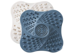 2026 2 Captadores de Pelo para Ducha Filtro de Pelo Silicona Pvc 13x13cm Blanco Azul