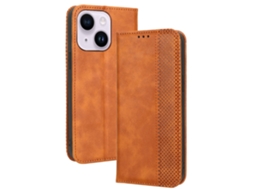 Capa Para Iphone 14 Pele Sintética Magnética Castanho