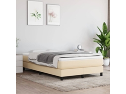 Vidaxl Cama Com Molas/colchão 120x200 Cm Tecido Cor Creme