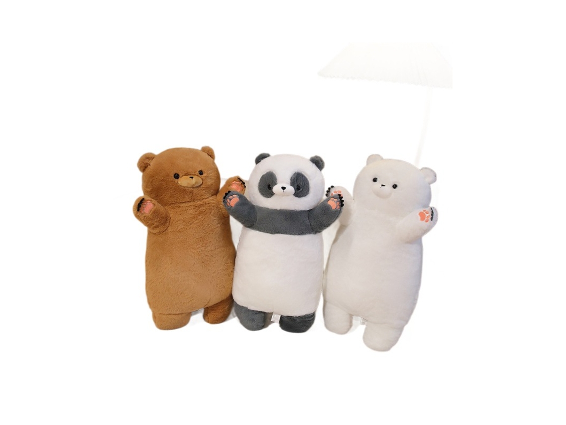 Pelúcia Longa de Coelho Cartoon Urso Polar e Panda Almofada de Abraço Macia para Crianças Marrom CHABERLU