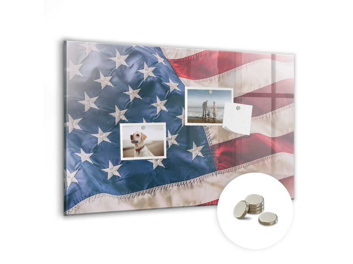 Quadro Magnético De Parede Bandeira Americana Para O Escritório Espelharte (60x40 Cm)