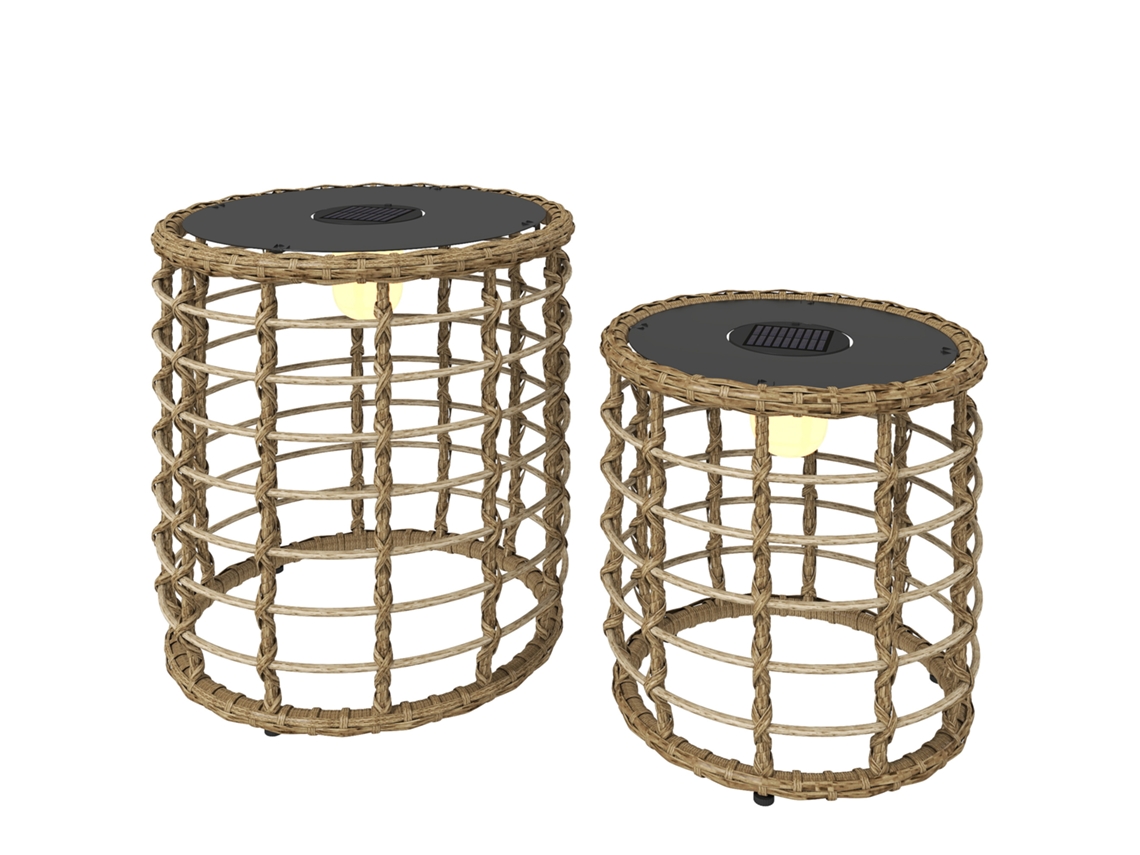 Luminária solar, conjunto de 2, luminárias solares de vime com sensor de luz, luz solar LED em estilo boho, IP44