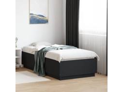 Estrutura Cama C/ Luzes Led 75x190cm Derivados De Madeira Preto