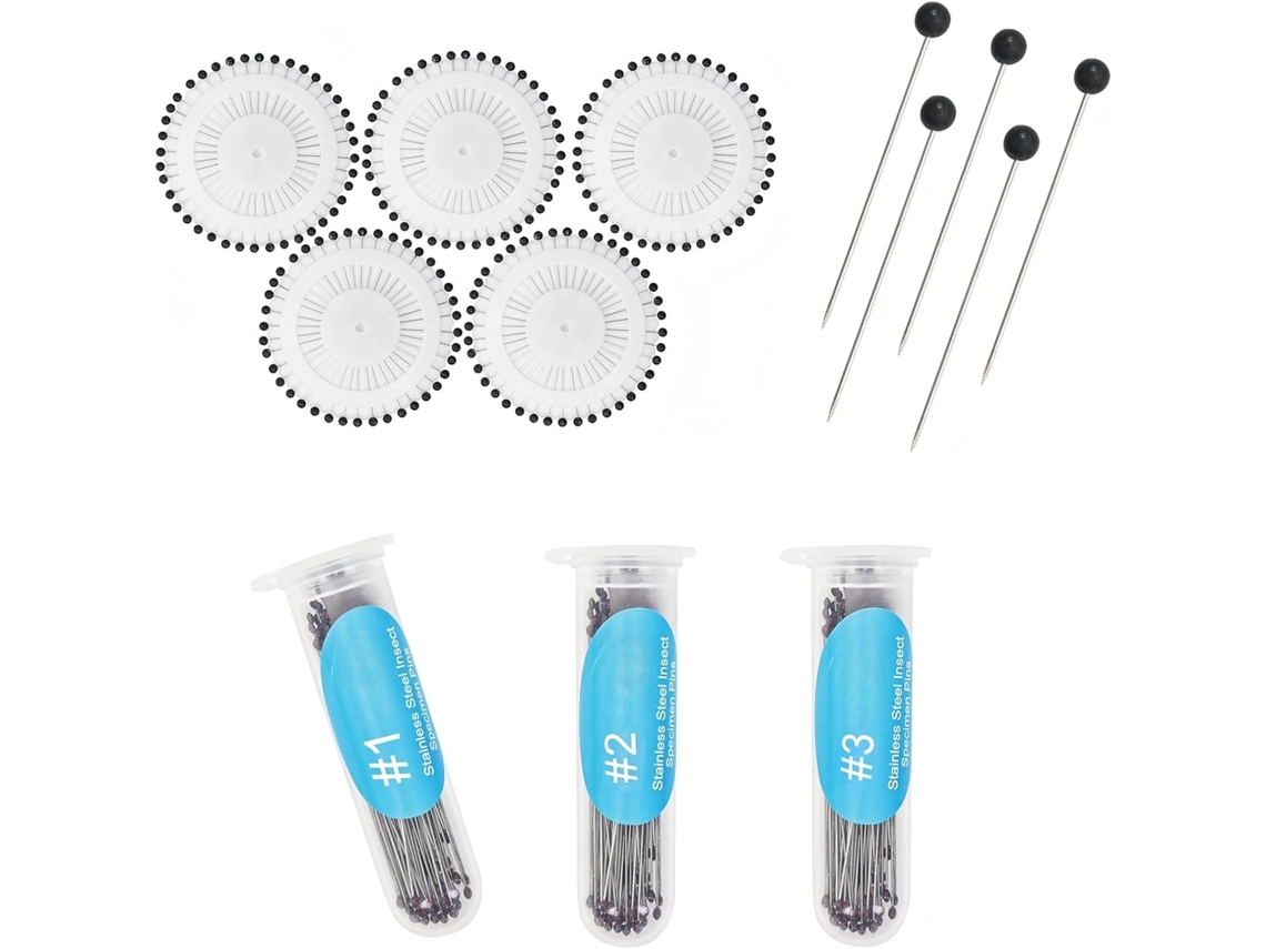Conjunto de 300 peças de aço inoxidável para entomologia, com pinos de fixação e exibição de 4 cm, 1,57 pol. e etiquetas.