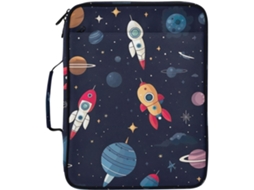 Pasta Organizadora Expansível Azul Com Estampa De Planetas Espaciais Em Desenho Animado, Fichário De 3-argolas E Pasta