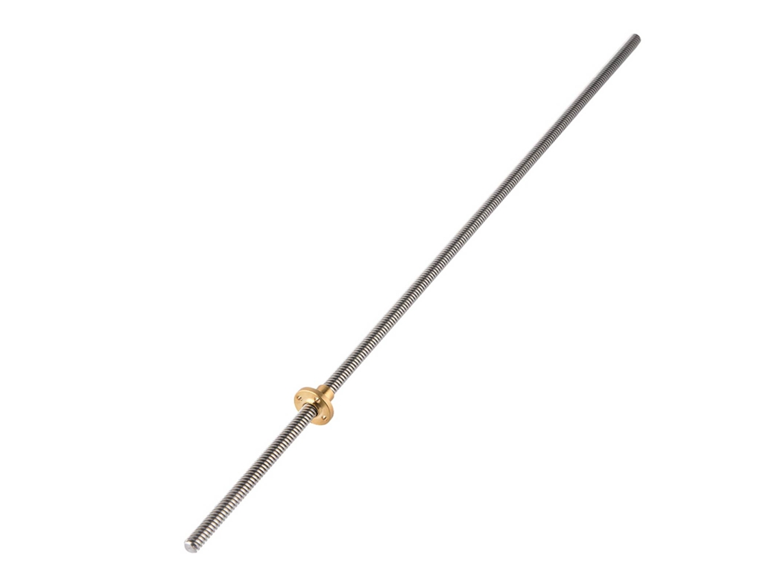 Tornillo De Paso Trapezoidal 8mm Acero Inoxidable 500mm Con Tuercas De Latón Para Impresora 3d