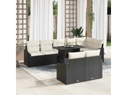 Vidaxl Conjunto De Sofá De Jardim 9 Unid. Preto E Creme