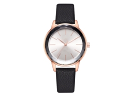 Relógio de Pulso Feminino de Quartzo Estilo Simples com Cinta de Pu Preto