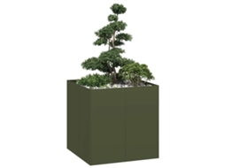 Vidaxl Vaso Floreira 80x80x80 Cm Aço Verde Azeitona