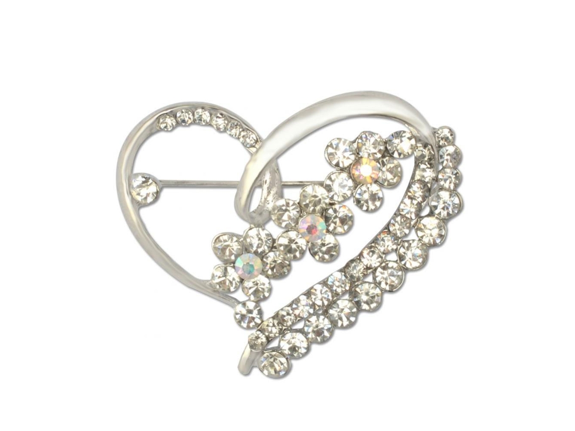 Broche Feminino Coração Com Strass Decoração Bonita