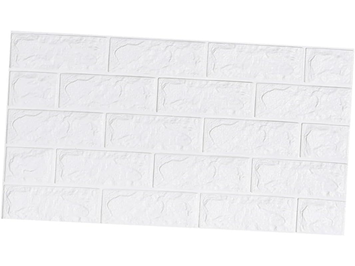 Papel de Parede Autoadesivo 3D Tijolos Brancos Print Impermeável Perolada Foam Xpe Isolamento Acústico Ideal GOKOCO