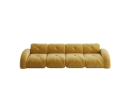 Sofá modular amarelo sem estrutura, grande para 4 pessoas, confortável em chenille, antiderrapante, sem necessidade de montagem, ideal para sala de estar.