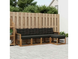 Vidaxl Conjunto De Sofás Para Exterior 5 Pcs Natural E Preto