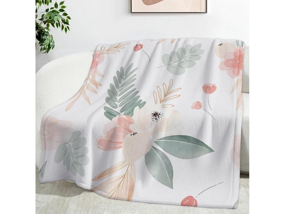 Manta para Plantas Floral 100x130 Cm Multifuncional Macia de Flanela Aconchegante Cama Escritório Soneca Festi