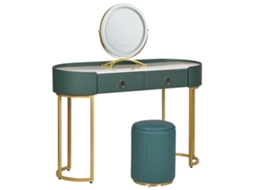 Toucador com Espelho E Tamborete BELIANI Vinax de Mdf Verde Escuro 118x39x125