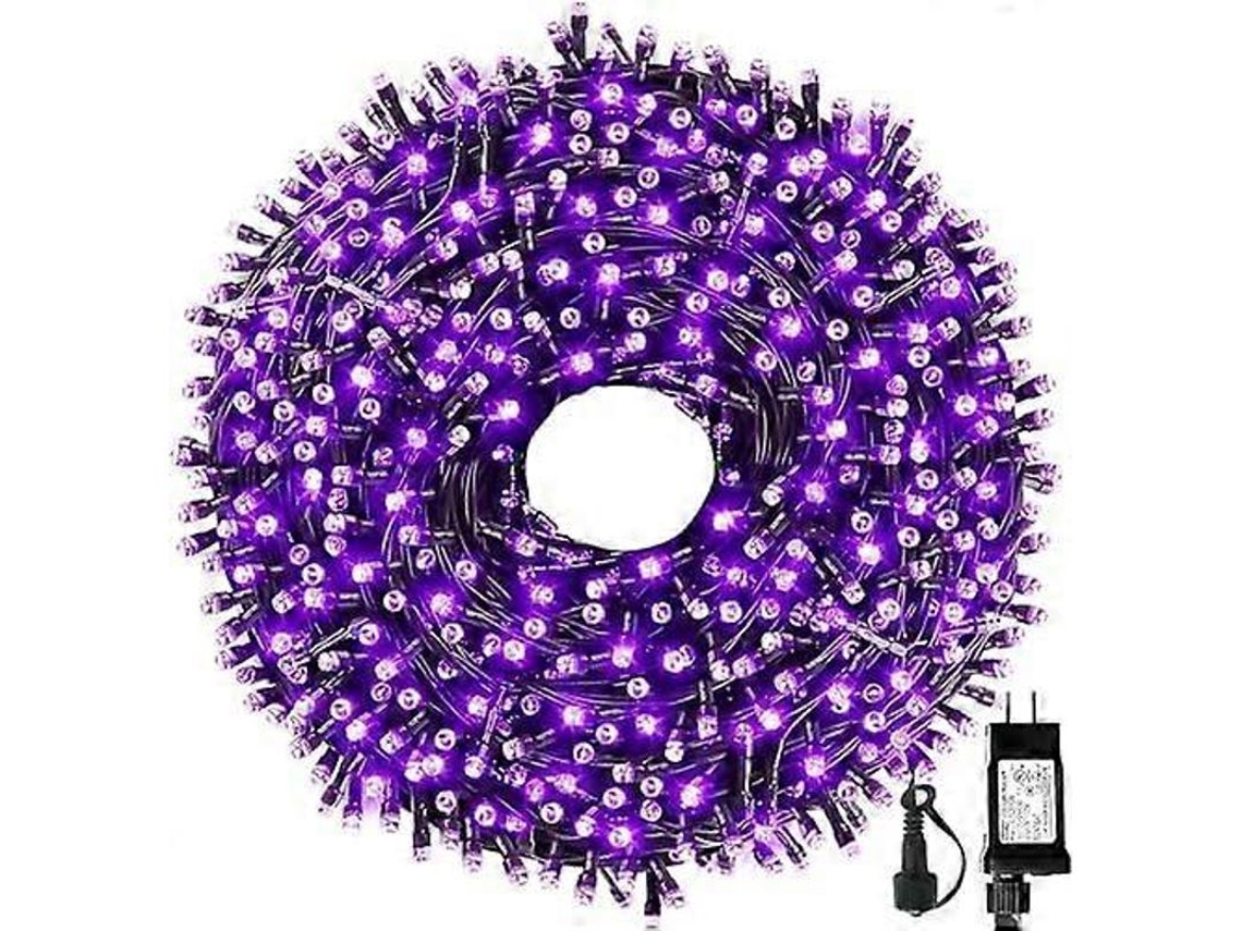 Luzes de Natal roxas de 32 metros (105 pés) com 300 LEDs, para uso interno e externo, 8 modos, aprovadas pela UL, para decoração de festas de Natal.