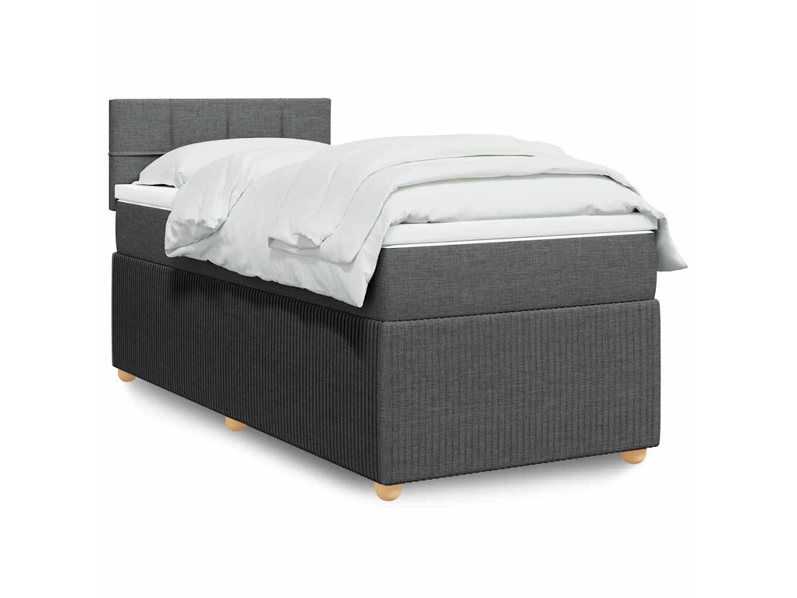 Vidaxl Cama com Molas/colchão 100x200 Cm Tecido Cinza escuro