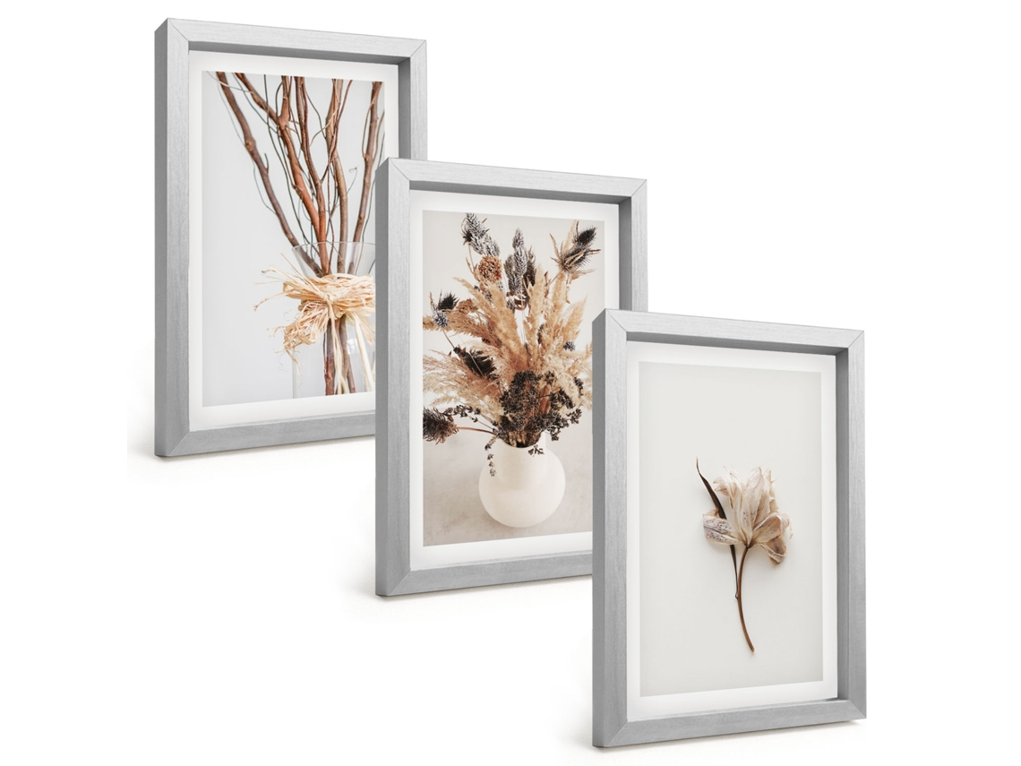 Composição De Quadros Flores, Galhos, Minimalista Espelharte (3 Peças 20x30 Cm)