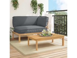 Vidaxl Conjunto De Sofás 2 Unid. Antracite Madeira Sólida De Acácia