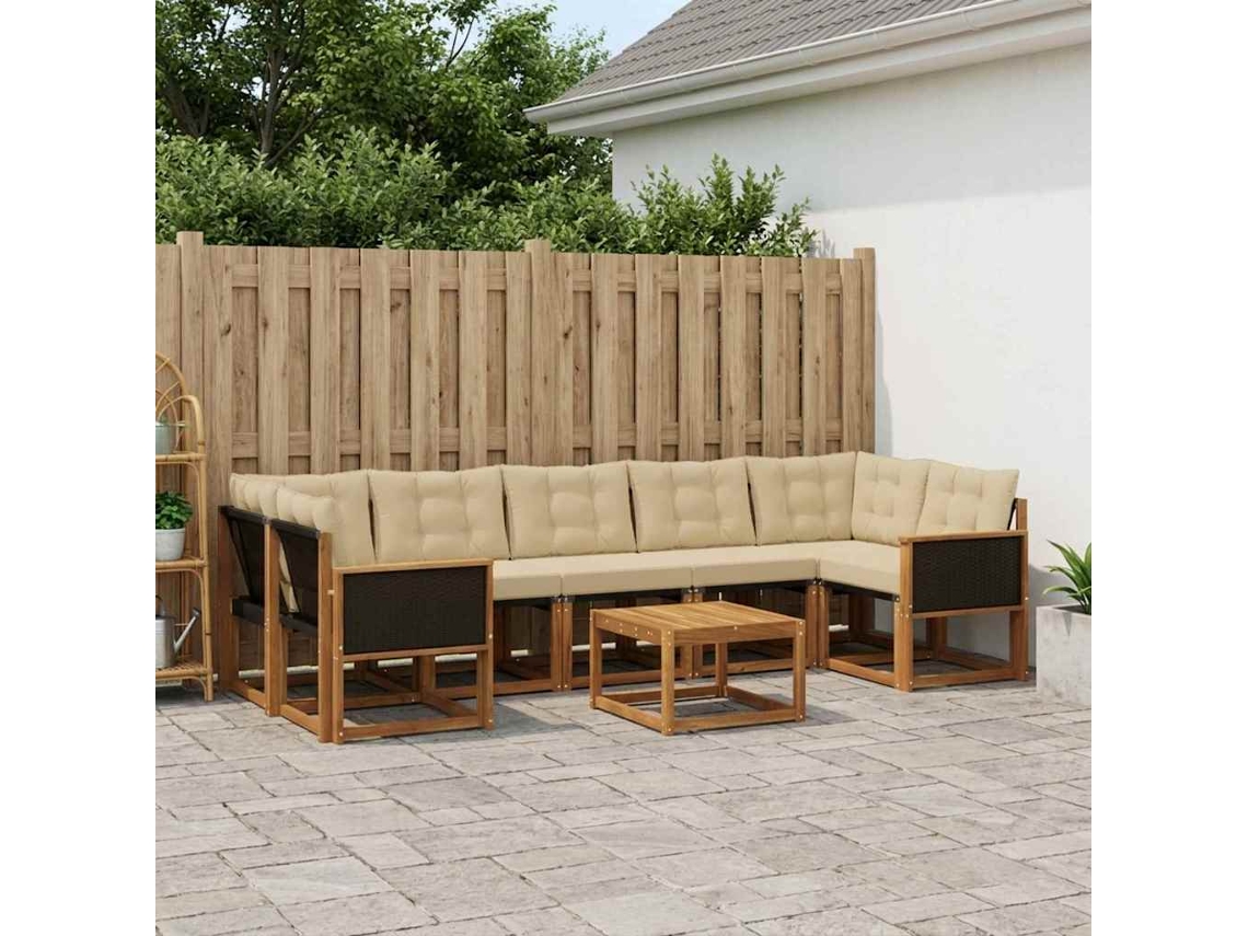 Vidaxl Conjunto De Sofás Para Exterior 8 Pcs Natural E Bege