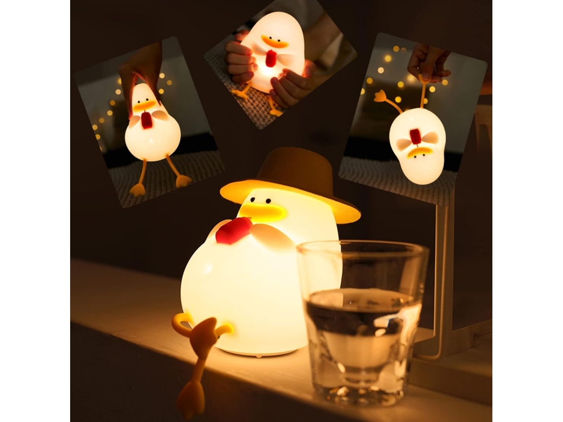 Abajur De Cabeceira Em Forma De Pato Com Tampa, Recarregvel, Para Crianas. Luminria Noturna Fofa De Silicone Macio Em Formato D Aquaforge