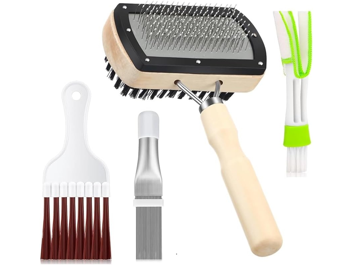 Conjunto De 4 Escovas Limpeza Para Aletas Do Condensador Ar Condicionado, Limpador De Serpentina Ar Condicionado, Pente