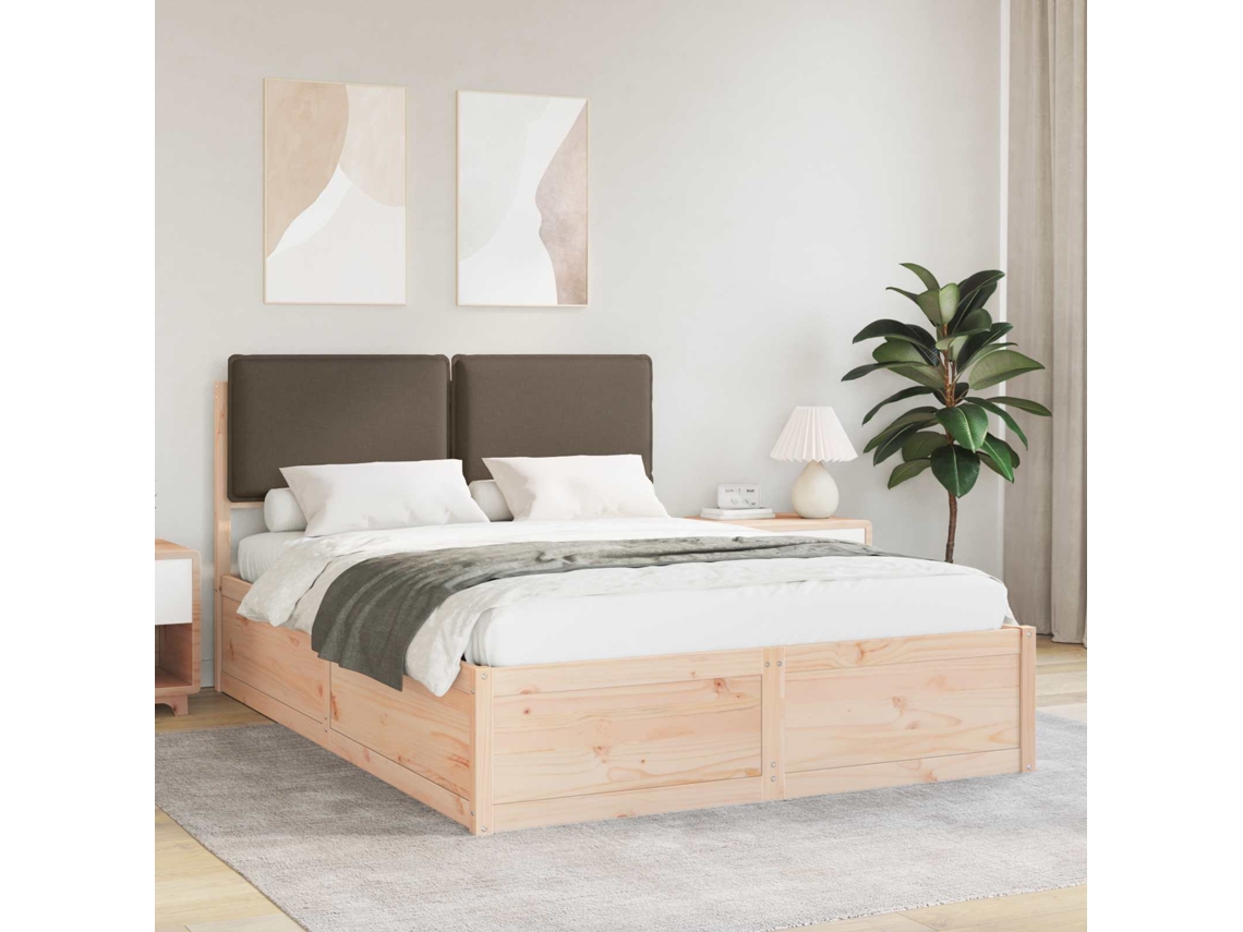 Vidaxl Estrutura De Cama Com Cabeceira Estofada Cinzento-acastanhado