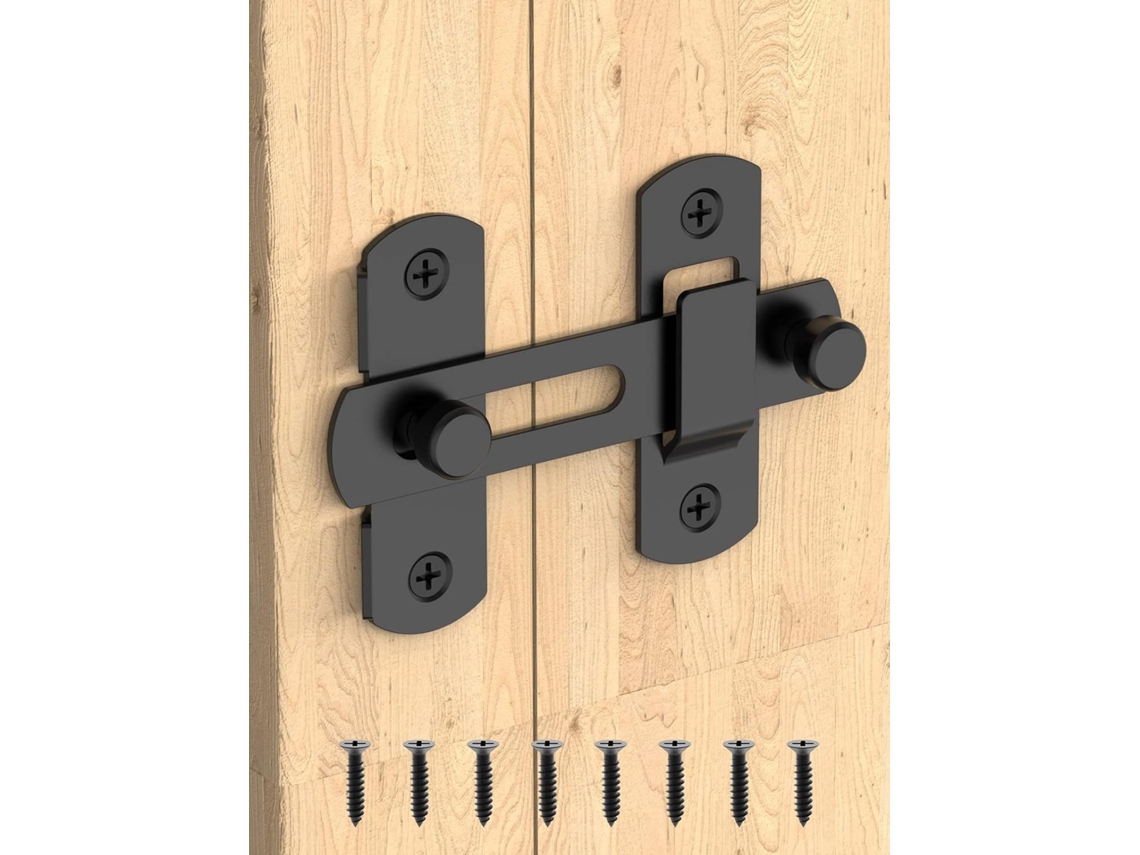 Fechadura De Porta Deslizante, Fechadura De Portão De Aço Inoxidável F Slowmoose (1, Preto)