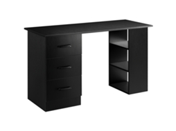 Mesa Moderna de Madeira com 3 Gavetas e 3 Prateleiras para Quarto e Escritório 120x49x72cm Preto BTFORUS