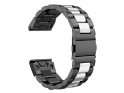 Bracelete Aço Inoxidável Adaptável Preto e Prata para Garmin Tactix 7 Pro Edition