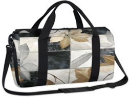 Bolsa Esportiva Quadrada com Estampa de Folhas e Mármore 45 X 21,5 X 23 Cm Tecido de Poliéste