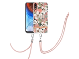 Capa De Celular Motorola Moto E7 Power / Moto E7i Power Da Série Flowers Em Tpu Com Cordão.