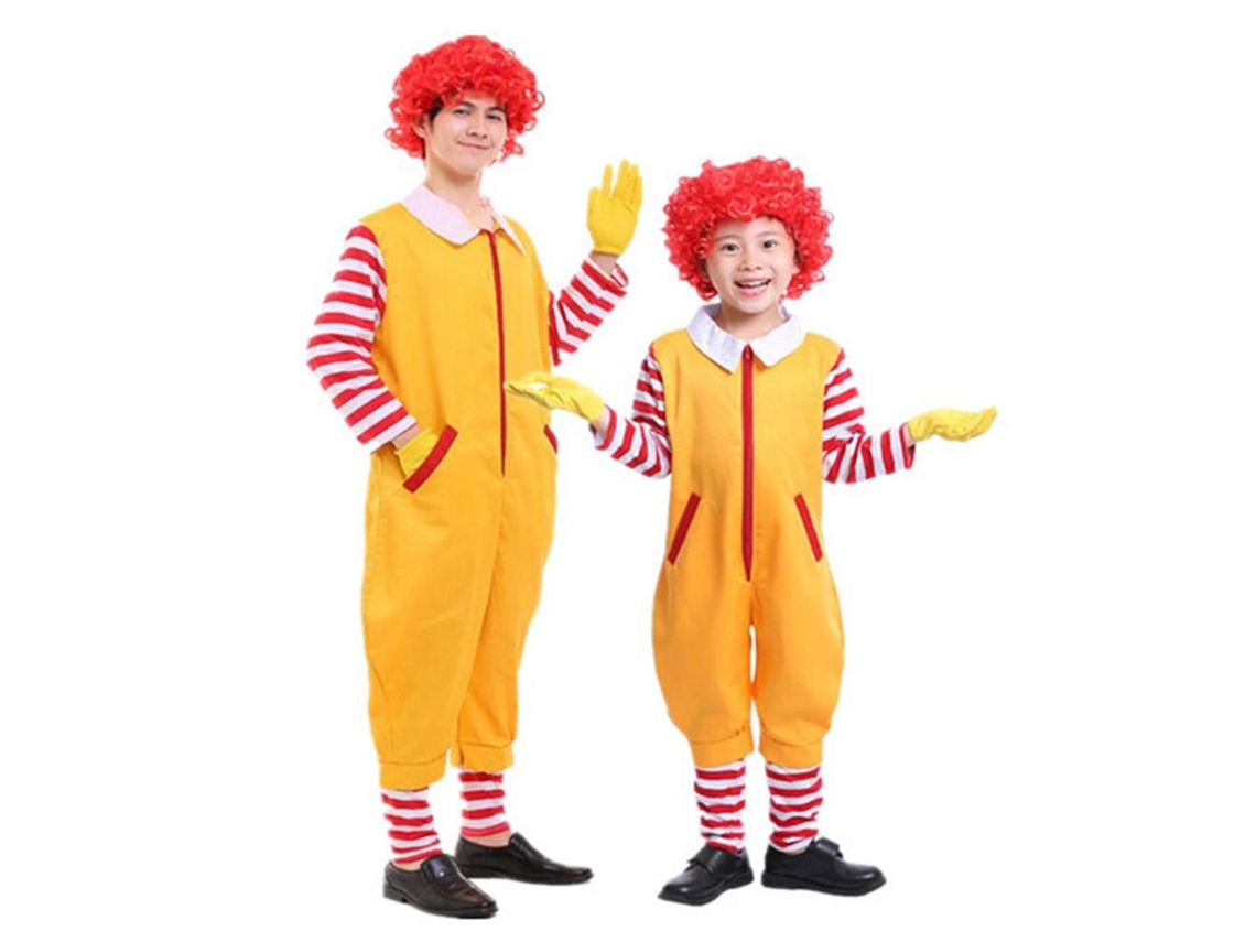 Conjunto Laxiscreed De 4 Peças Fantasia De Palhaço Fastfood Amarelo Para Halloween E Eventos