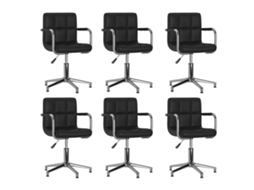 Vidaxl Cadeiras De Jantar Giratórias 6 Pcs Couro Artificial Preto