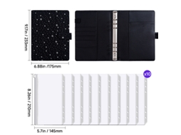 A5 Starry Loose Leaf Detachable Notebook Black Set With 10-zipper Pouches For Students Office Journaling