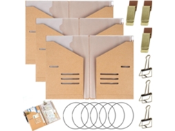 Conjunto De 3 Acessórios Caderno Viagem Tamanho A5, Composto Por 3 Unidades De Cada Pasta Viagem Em Papel Kraft
