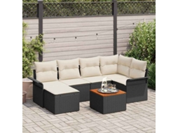 Vidaxl Conjunto De Sofá De Jardim 7 Unid. Preto Vime Pe