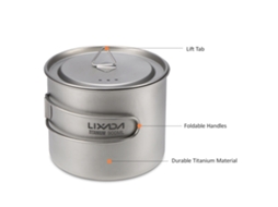 Copo de Titânio Lixada 900ml Leve com Tampa Camping