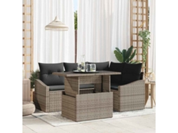 Vidaxl Conjunto De Sofá De Jardim 5 Unid. Cinzeto
