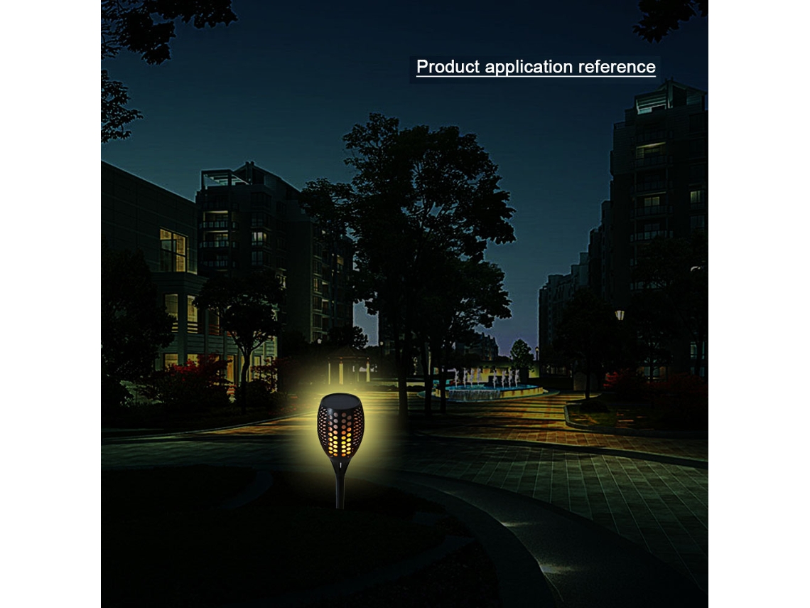 Luz solar jardim tocha chama tremeluzente IP65 auto ligar/desligar decorativa exterior | S/MARCA