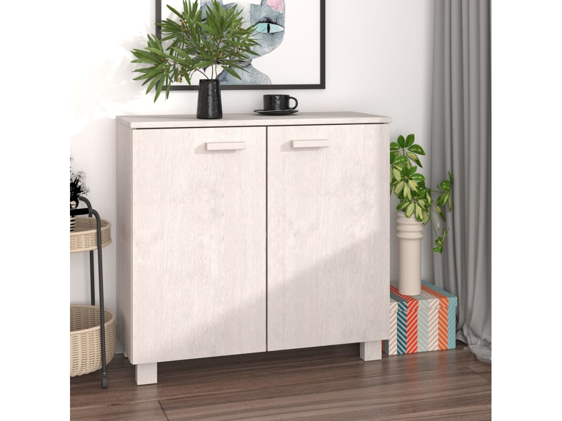 Aparador Hamar 85x35x80 cm Pino Macizo Blanco