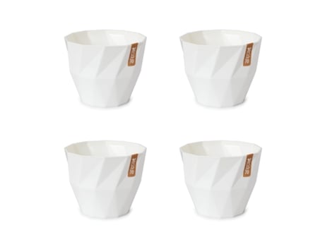 Conjunto de 4 Vasos Decorativos Redondos de 9,5 cm com Textura. Off white ARECA