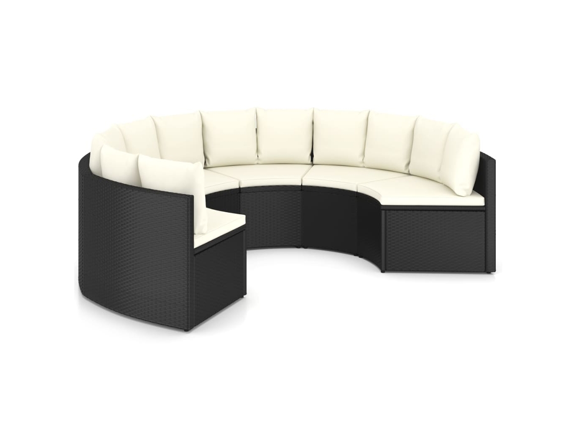 Maison Exclusive - 6 Pcs Conjunto Sofás De Jardim C/ Almofadões Vime Pe Preto