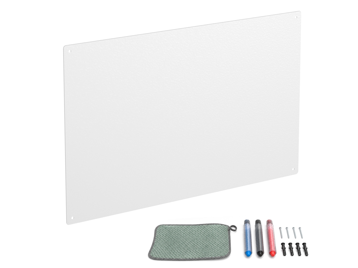 Quadro Magnético Relaxdays, Quadro De Giz, 3 Marcadores, 50x30, Escritório/cozinha, Aço, Branco