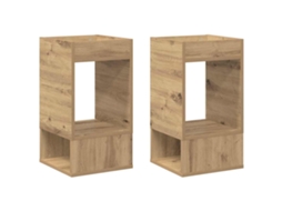 Mesa de apoio 2 Pcs Carvalho Artesanal 30x30x56 Cm MAISON EXCLUSIVE