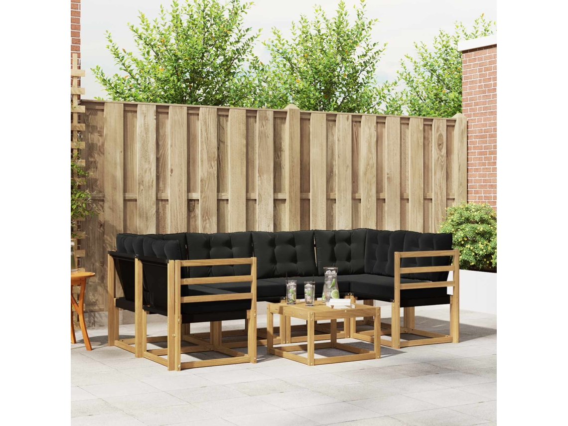 Vidaxl Conjunto De Sofás Para Exterior 7 Pcs Branco E Preto