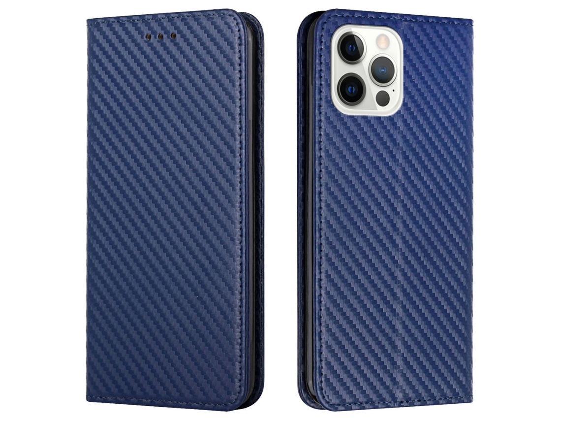 Capa Em Couro Pu Magnético Com Suporte Para Apple Iphone 16 Pro - Azul