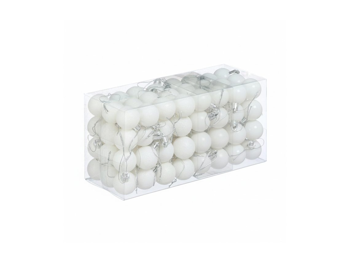 Conjunto De 96 Bolas De Natal Relaxdays, Brilhantes E Foscas, Decoração De Árvore De Natal, Plástico, Branco.